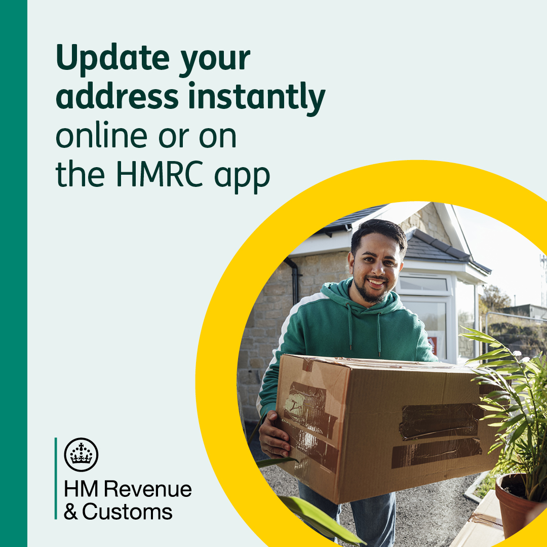 If you’ve recently moved house, download the HMRC App to update your address instantly. 🏠 👇 iOS - ow.ly/G34a50QrJtX Android - ow.ly/xq8950QrJtW