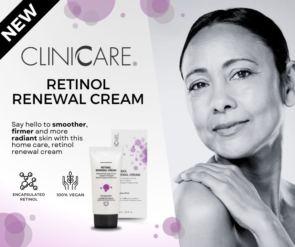 NEW CLINICCARE Retinol Renewal Cream is the perfect day and night home care solution for combating and preventing the signs of ageing . The slow-release formula combines encapsulated Retinol, Squalane &amp; potent antioxidants. #4TMedical #CLINICCARE #Clinicare #Retinol #Skincare