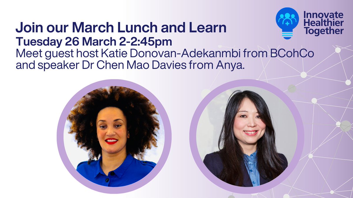 Don't miss our next Innovate Healthier Together Lunch & Learn on 26 March. Our guest host Katie Donovan-Adekanmbi from @BCohCoLtd will lead a discussion on understanding and tackling inequalities through innovation. More here: healthinnowest.net/event/innovate… @BNSSG_ICB @HTBNSSG