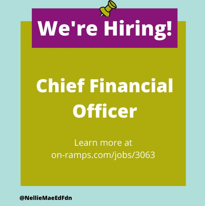 Calling all finance and accounting leaders with a passion for bettering youth through education! The Nellie Mae Education Foundation is hiring its next Chief Financial Officer. Learn more and apply here: on-ramps.com/jobs/3063 #education #finance #accounting