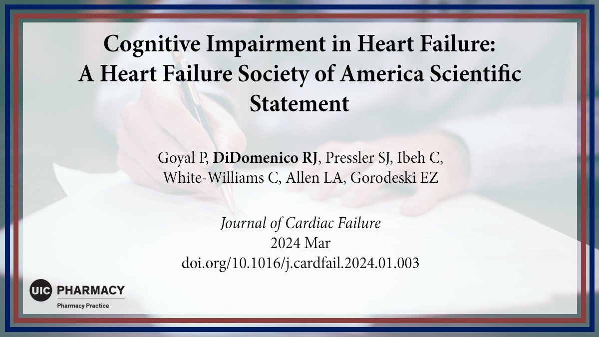 Dr. Rob DiDomenico, with colleagues, published a scientific statement on cognitive impairment in heart failure in the Journal of Cardiac Failure. Read it here: doi.org/10.1016/j.card…