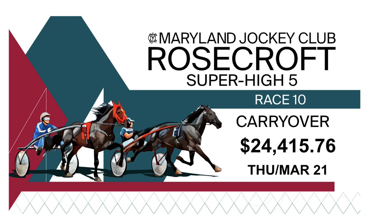The carryover is growing to over $24,000 in Thursday's Super-High 5!

#Rosecroft