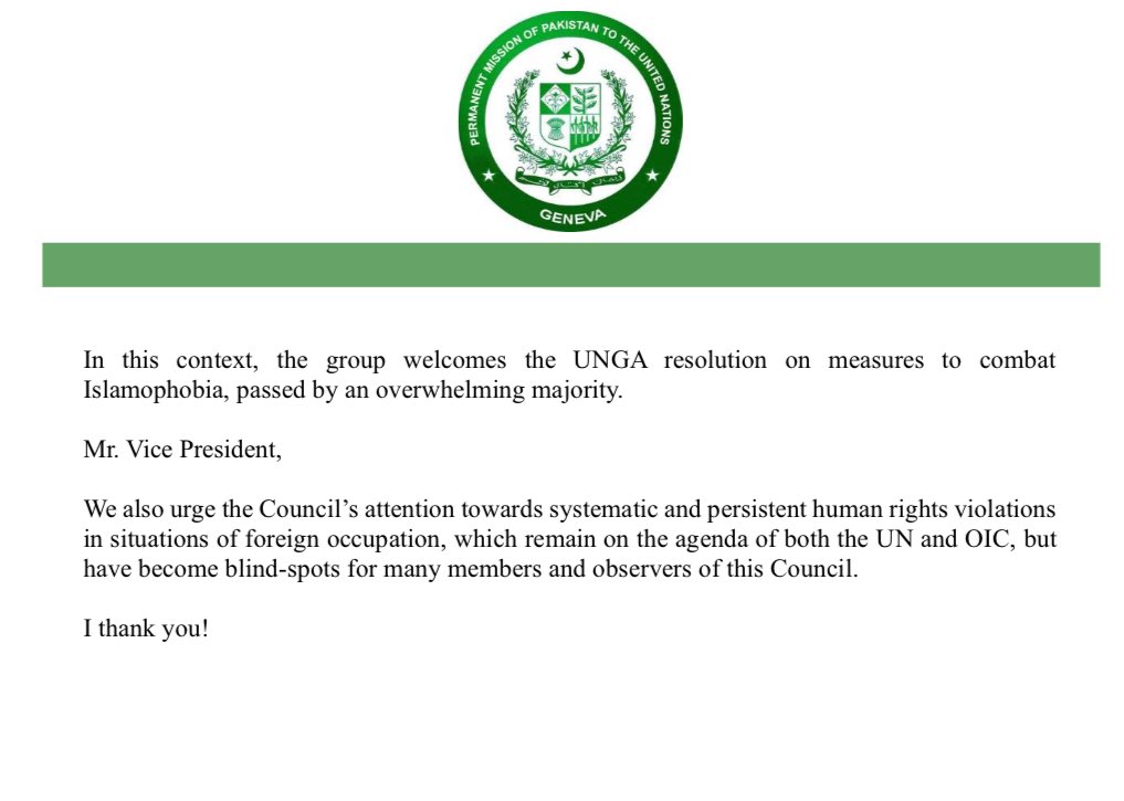 Statement on behalf of the OIC Group, during General Debate Item 4. #HRC55