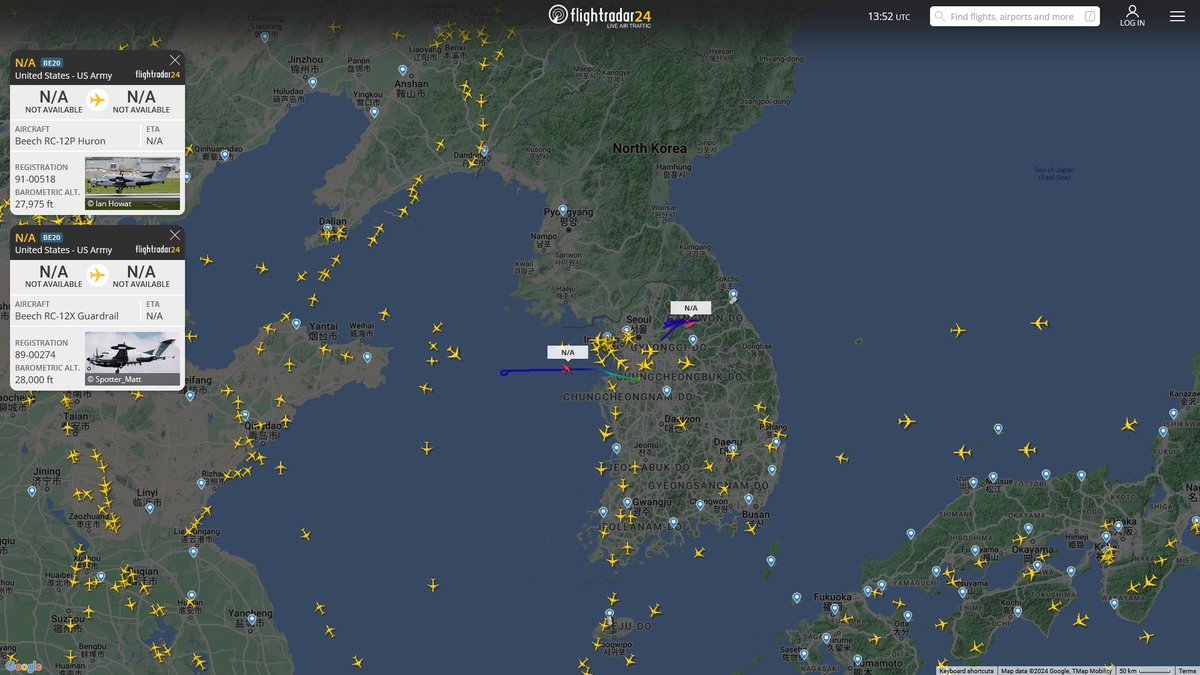 AIYeyENGDdJkjTr's tweet photo. Mar. 20, 2024
#Pyeongtaek Camp Humphreys Airfield
#Gyeonggi Bay, West Sea of South Korea
#NoCALLSIGN #AE10DE US Army RC-12X Guardrail
#MDL
#NoCALLSIGN #AE1205 US Army RC-12X Guardrail
#East coast & MDL
#NoCALLSIGN #AE120A US Army RC-12X Guardrail https://t.co/gWV4gJTTfp