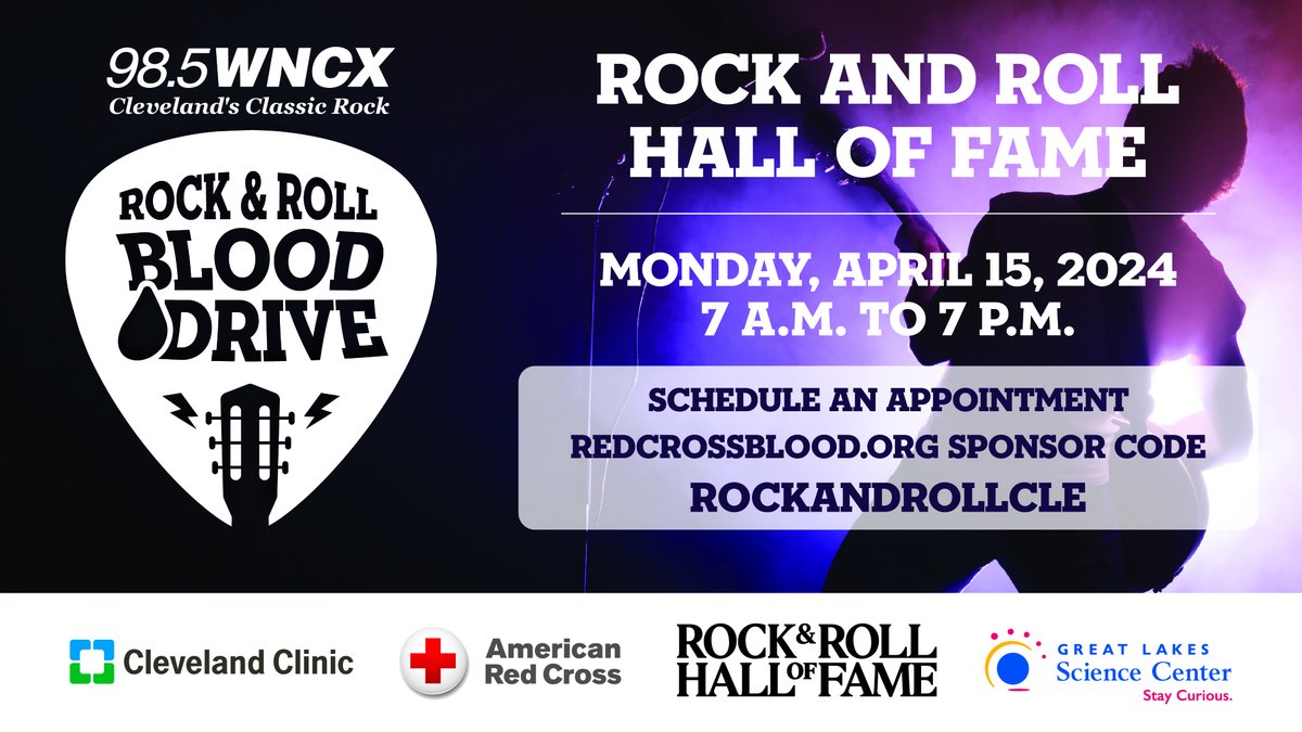 WNCX Rock and Roll Blood Drive!
Schedule Your Appointment Today
bit.ly/43tbRMc