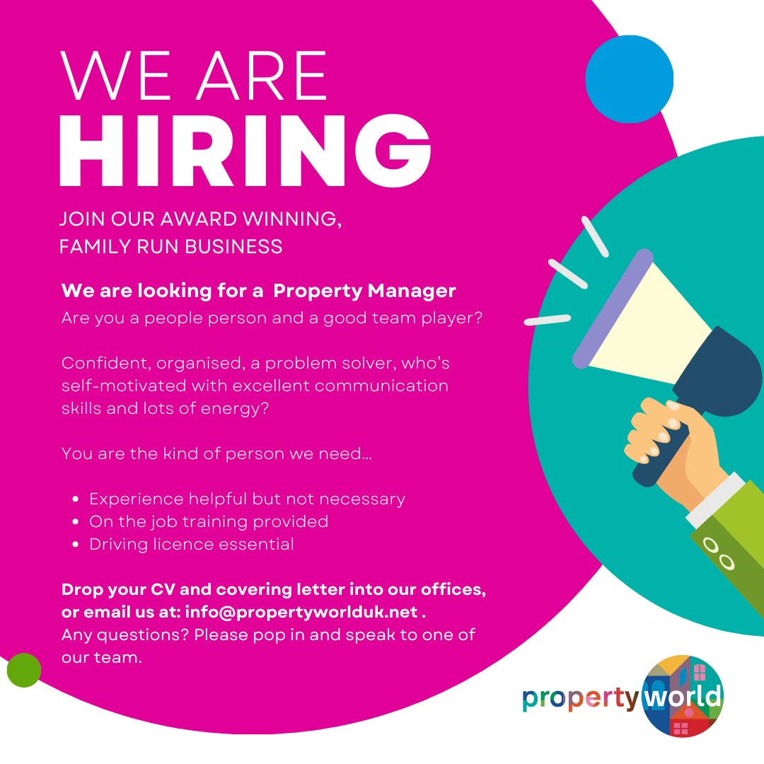 Join us at Propertyworld 👀 We're on the look out for a Property Manager - could it be you? 🏡🔑 Drop into our offices for a chat about the role, or email us your CV & covering letter - details 👇😊 Pls share with anyone who might be interested 🙏 #Sydenham #SE26 #SE20 #Penge