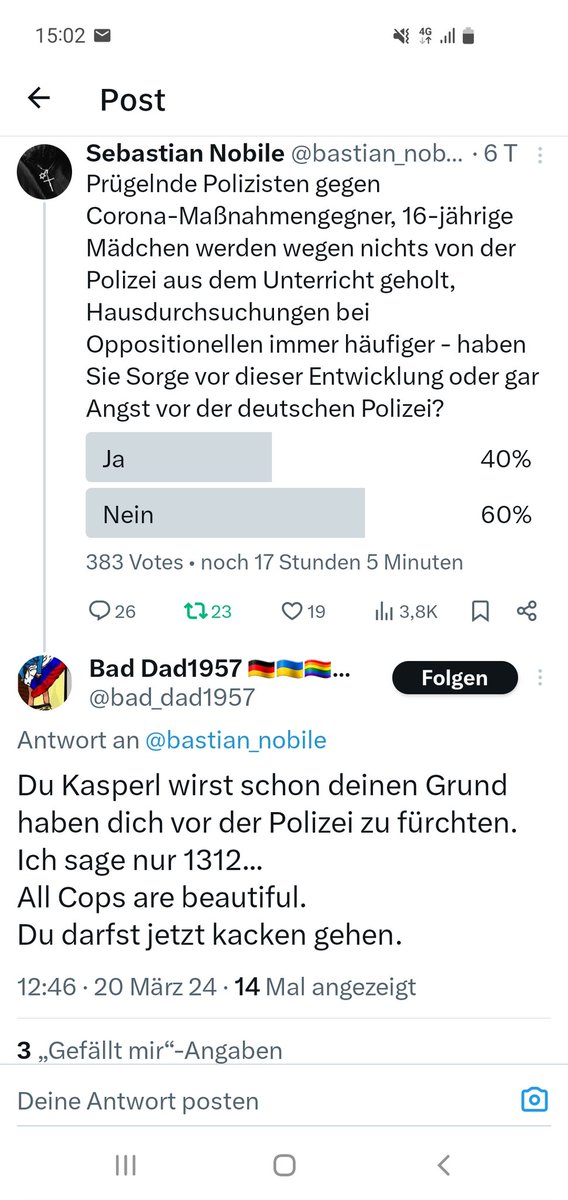 Vollkommen vernünftige Reaktionen aus der Bessermenschen-Blase auf eine Umfrage 😄