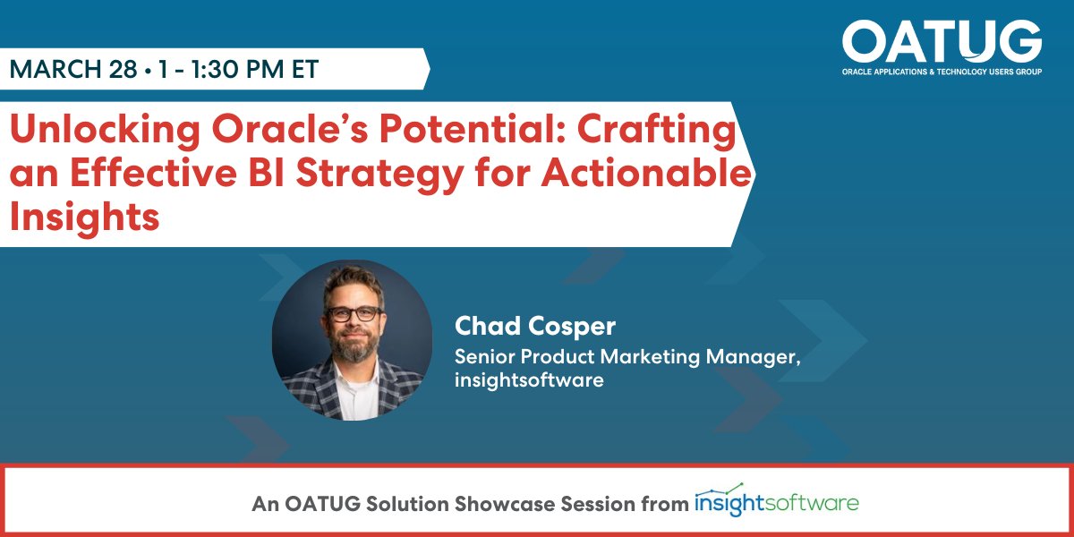 New from @insightsoftware: Unlocking Oracle’s Potential: Crafting an Effective BI Strategy for Actionable Insights, March 28 at 1 pm ET. Find out how you can make better decisions faster with simplified access to critical data. Register: ow.ly/E5f150QNL7g #BI #CloudERP