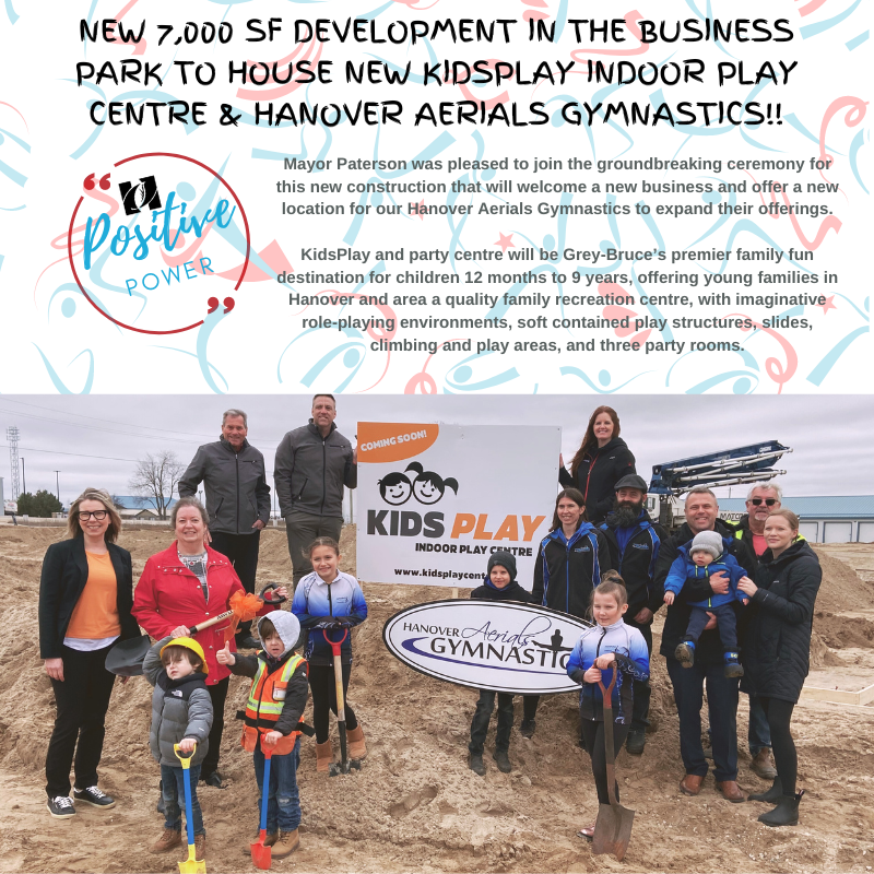 TownofHanover's tweet photo. Positive Power 💥 Hanover is thrilled to share the groundbreaking celebration of a new 7,000sf development in our Business Park that will house the NEW KidsPlay Indoor Play Centre &amp; offer a new location for Hanover Aerials Gymnastics to expand their programming. Coming this fall! https://t.co/b3nzbODPQo