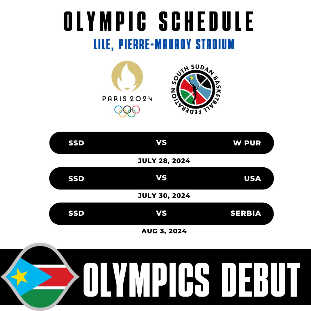 📅 The Olympic schedule is set for South Sudan's historic debut @Paris2024 🇸🇸