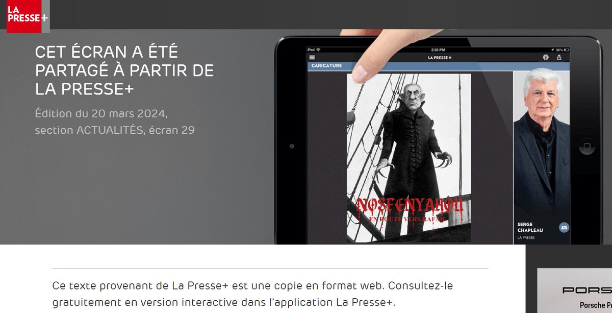 CIJAinfo's tweet photo. .@LP_LaPresse should know that antisemitism is neither funny nor original.

One can criticize Netanyahu (as many Israelis do) without stooping to using antisemitic tropes such as hooked fingers or a big nose.

This kind of drawing contributes to the normalization of antisemitism that has been affecting our community for months.

We demand an apology and immediate retraction from @LP_LaPresse

#polqc #polmtl