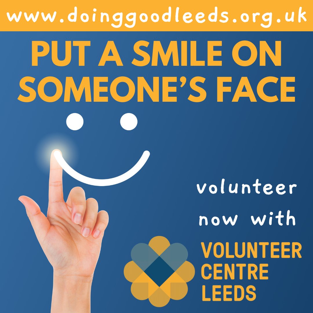 Volunteer in a variety of roles where you can brighten someone else's day! 😃 doinggoodleeds.org.uk #InternationalDayofHappiness #happylife #smile