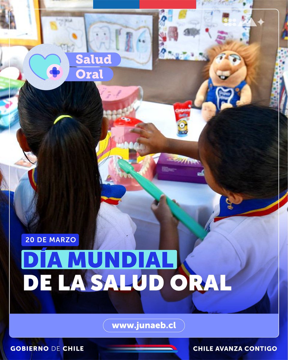 En el día mundial de la #SaludOral, destacamos el trabajo del programa de Junaeb, que por más de 30 años ha realizado atenciones y jornadas de educación para mejorar la salud bucal de miles de estudiantes. Conoce más sobre el programa en junaeb.cl/salud-oral/ #VolviendoaClases