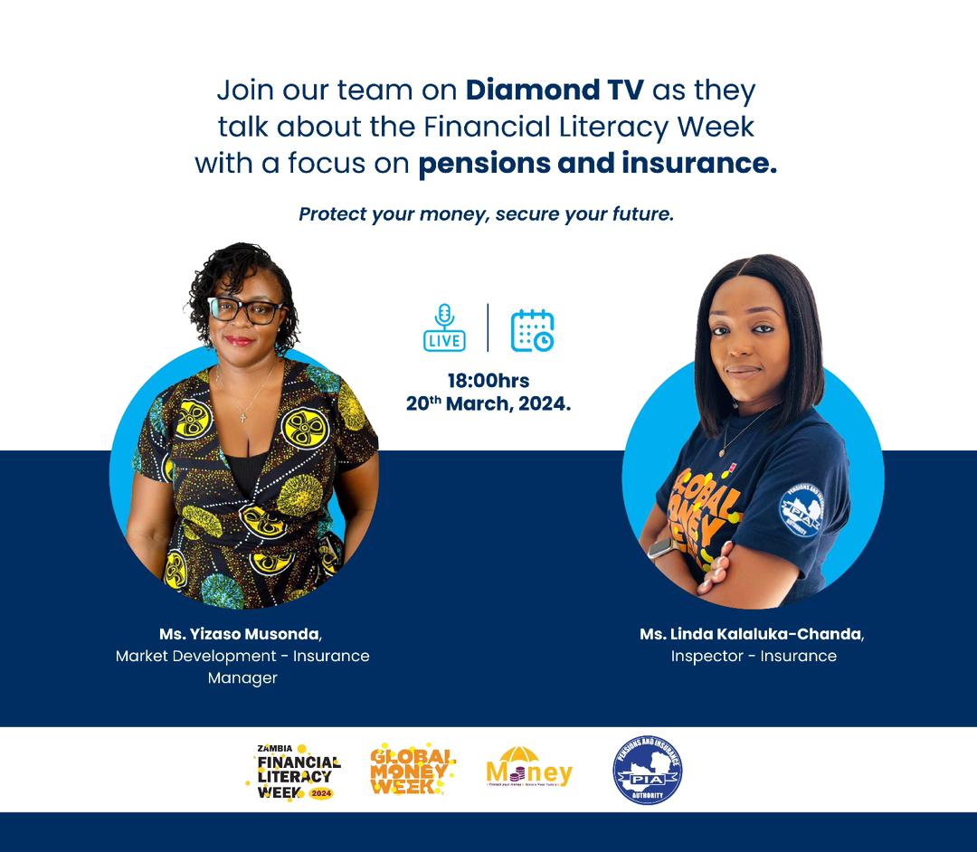 Tune in to @diamondtvzambia at 18:00hrs and learn more about pensions and insurance. #FLW2024