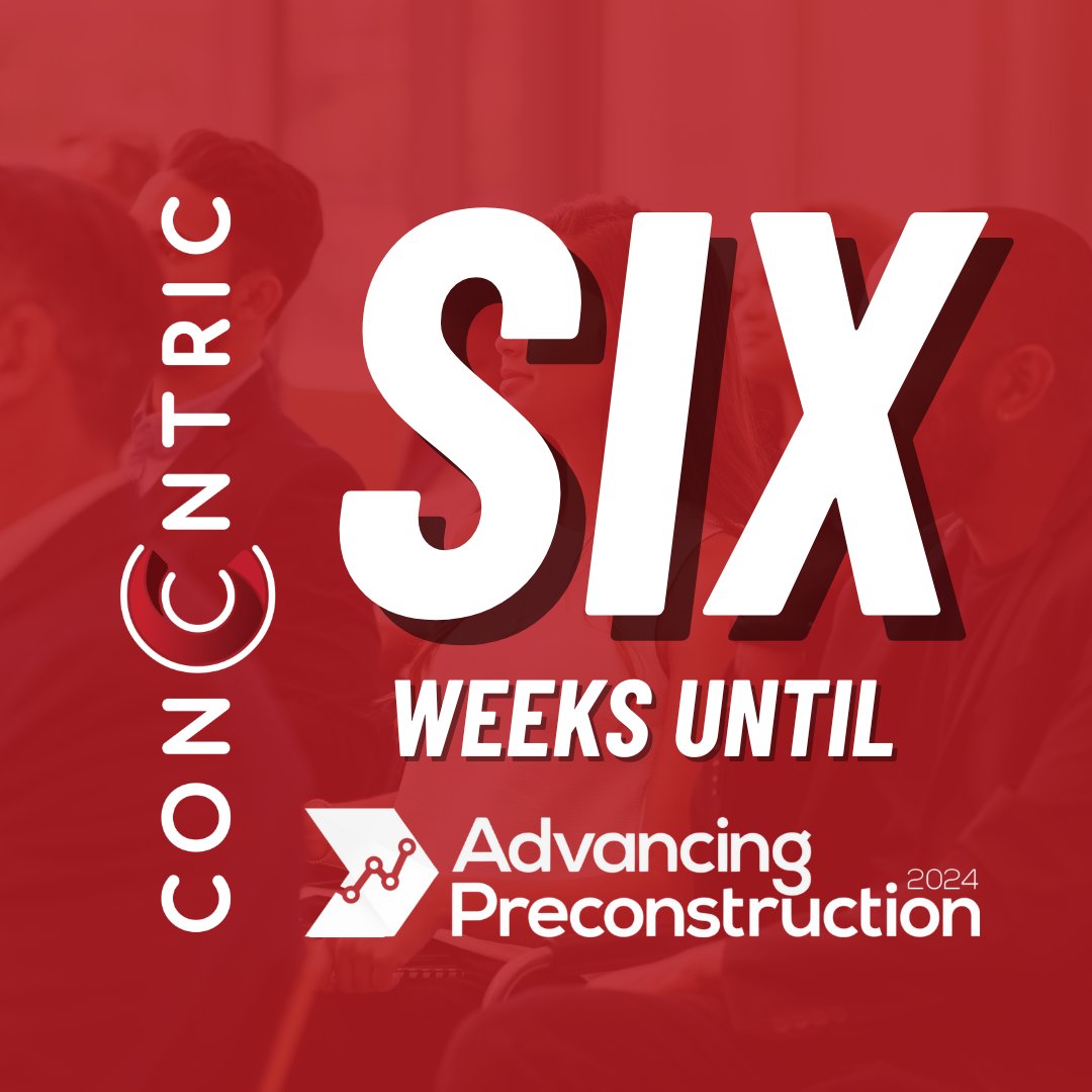 The countdown is on! We are just about 6 weeks away from the biggest preconstruction conference in the U.S. 🚀

Find ConCntric hosting a Precon Party Happy Hour and Group Demo Sessions at our booth at Advancing Preconstruction 2024!

Will we see you there? 🤔

#APC2024