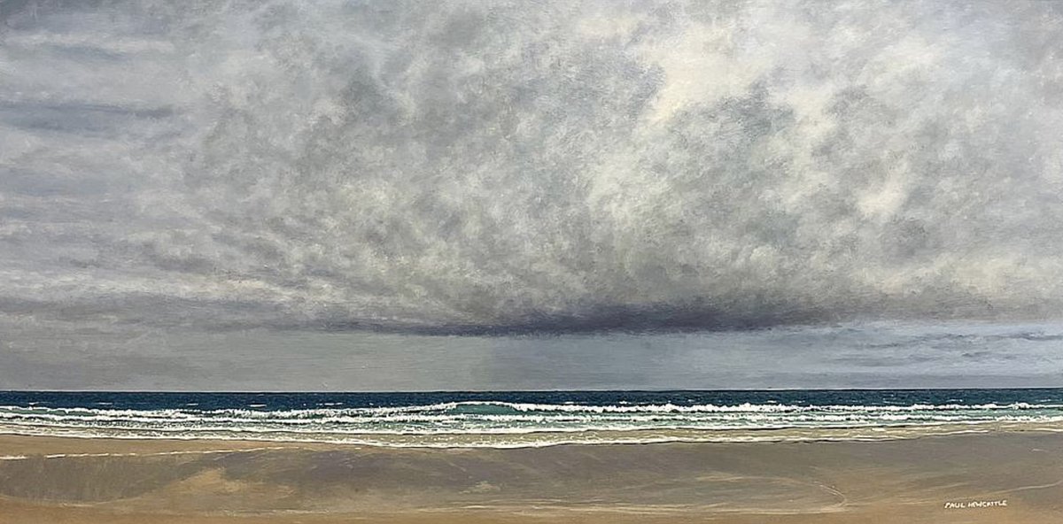 My latest artwork “Cloudy Sky” Oil on Panel 120cm x 60cm… I wasn’t happy with some of the beach so I’ve reworked it… hopefully it looks better 🎨👨‍🎨