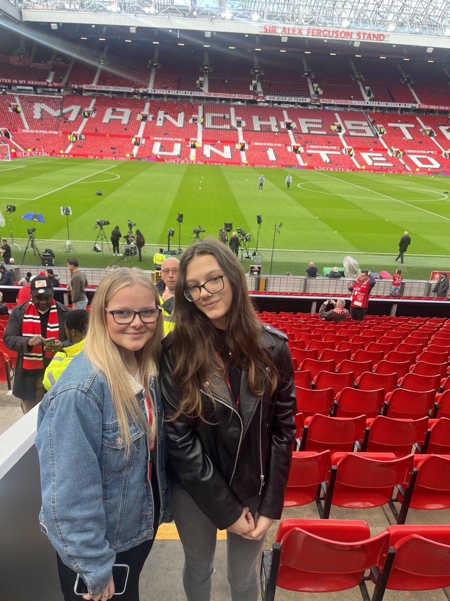 “Brilliant experience for two of our year 11 pupils in hospitality for the MUFC vs Liverpool game at the weekend. Thoroughly deserved after all their hard work on the safe space initiative. Thanks one again to the MU Foundation”.