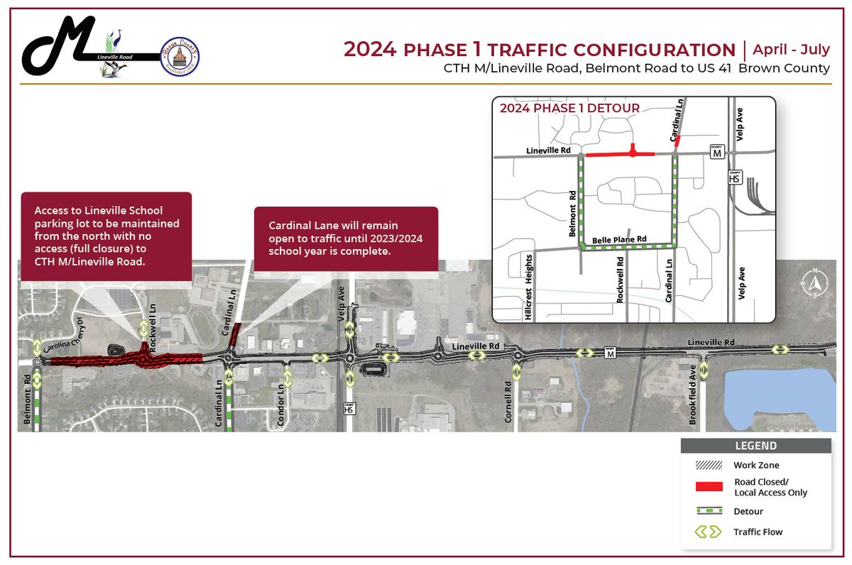It's here folks - the Lineville Road reconstruction project starts on Monday, March 25, 2024. Click here for the latest Brown County press release and information from the primary engineering firm on the project: jt-engineering.com/projects/cth-m… - AK #Suamico
