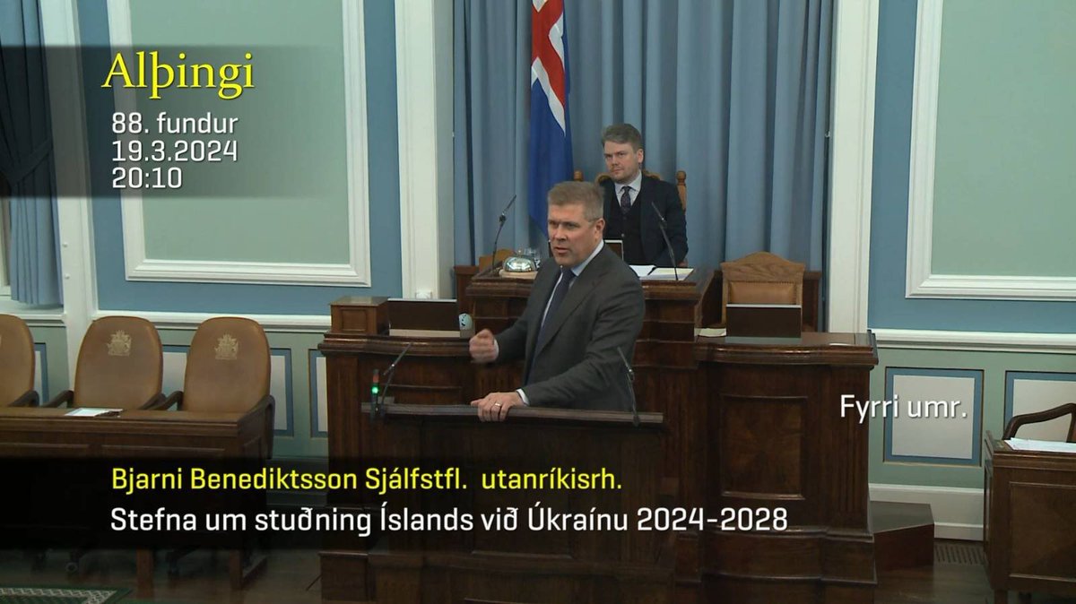 I was proud to introduce a draft resolution for Iceland´s long-term support to Ukraine in Parliament last night. It reflects Iceland´s strong and unwavering solidarity with the People of Ukraine. Now it will be deliberated before final decision by @Althingi