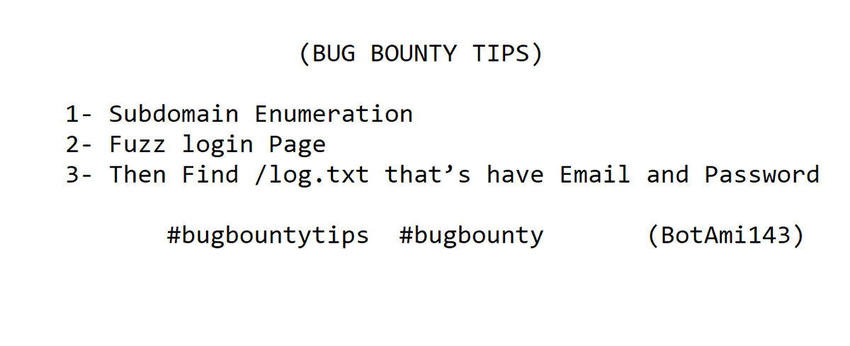 🔴Bug Bounty Tips ⛔️ ⛔️ ⛔️Email / Password List 🔴 🔽🔴🔼 #bugbountytips #bugbounty #bugbountytip #InfoSec #DataProtection #ThreatAlert #NetworkSecurity #CyberAttacks #CVEs #BugBounty #CyberThreats #SecurityFlaws #ITSecurity #ZeroDay #DataBreach #Hacking