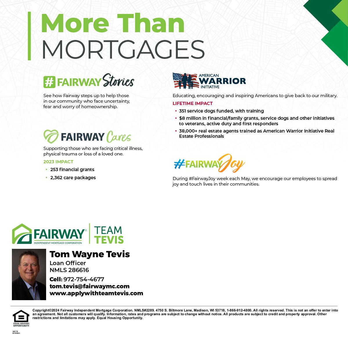 At Fairway Independent Mortgage Corporation, lending is what we do, but who we are drives us to make an impact beyond the closing table. 

#FairwayNation #mortgagewhisperer vimeo.com/687964927/0b4f…