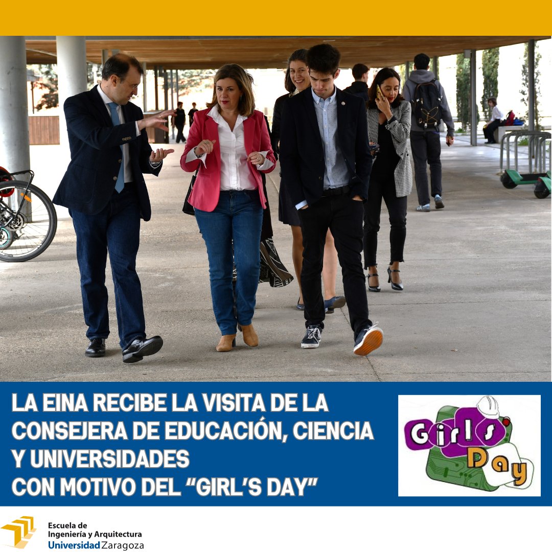EINA Unizar (@einaunizar) on Twitter photo En la <a href="/EINAunizar/">EINA Unizar</a> hemos recibido la visita de la Consejera de Educación, Ciencia y Universidades del <a href="/GobAragon/">Gobierno de Aragón</a>, con motivo del acto celebrado en el #GirlsDay como parte del las actividades de la <a href="/SemIngArq/">SemIngArq</a> En la <a href="/EINAunizar/">EINA Unizar</a> hemos recibido la visita de la Consejera de Educación, Ciencia y Universidades del <a href="/GobAragon/">Gobierno de Aragón</a>, con motivo del acto celebrado en el #GirlsDay como parte del las actividades de la <a href="/SemIngArq/">SemIngArq</a>