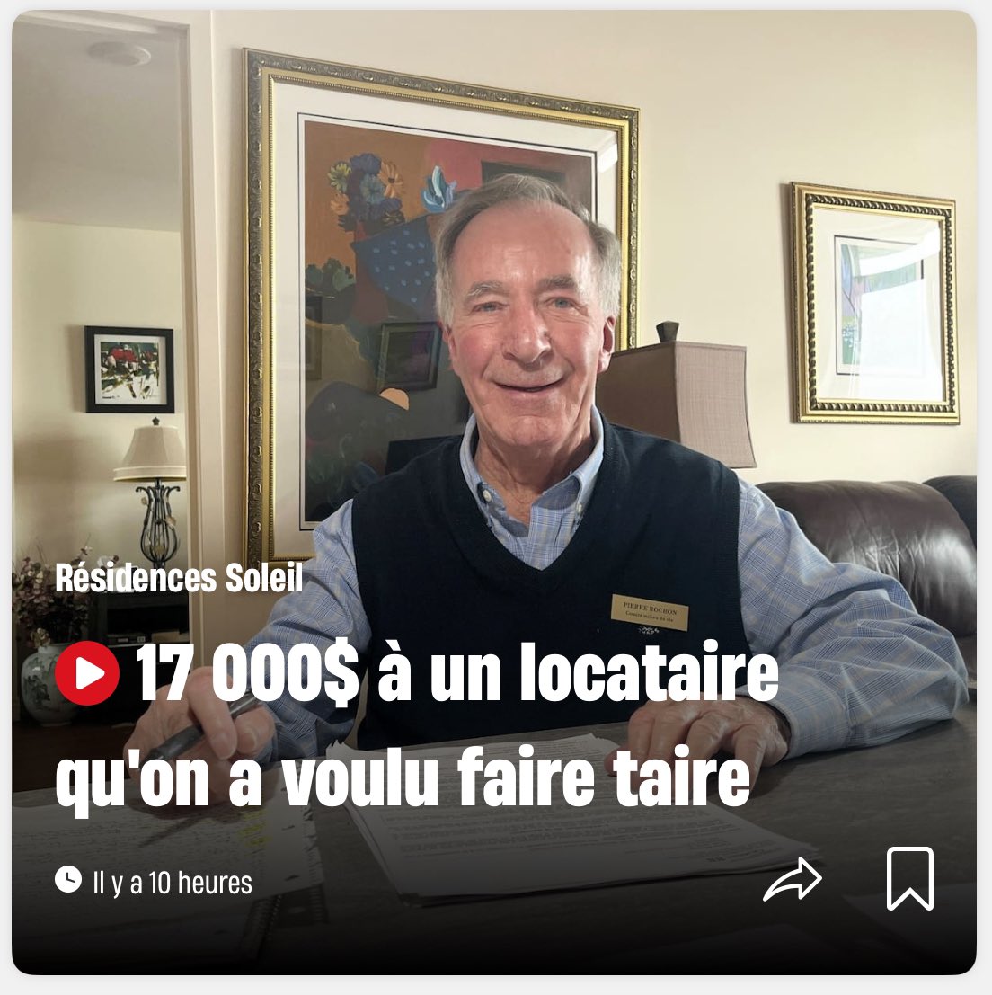 Les Résidences Soleil devront verser 17 000$ de dommages à un locataire de 82 ans qu'on a tenté de faire taire en le menaçant d’expulsion parce qu'il était à la tête d'un comité réclamant une réduction de loyer pendant la pandémie.

À lire ici: journaldemontreal.com/2024/03/21/res…