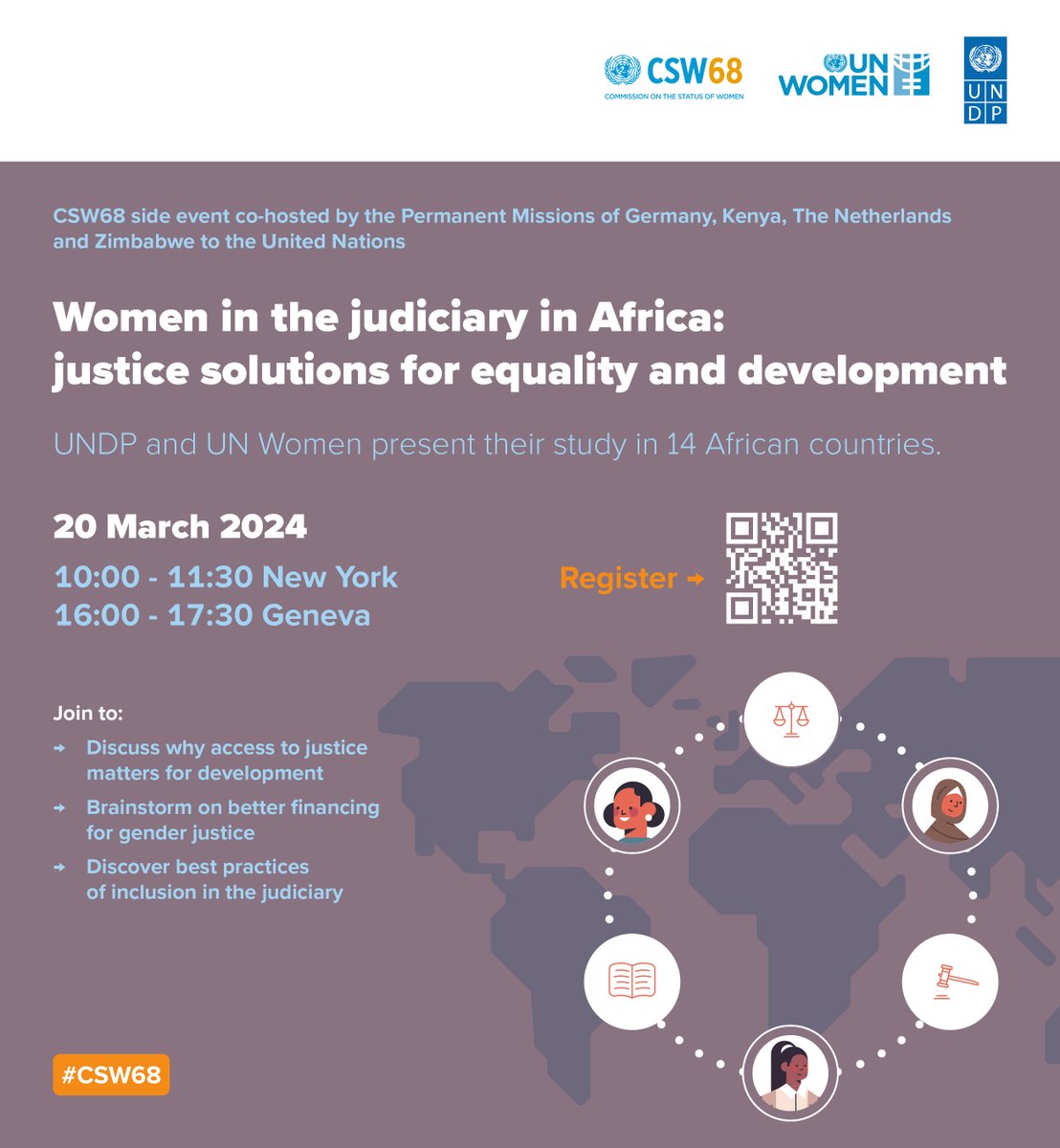 HAPPENING NOW! Women’s participation in the judiciary helps close the justice gap & improves access to justice. Today's event provides insights & practical tools to achieve & sustain progress on gender equality in justice in Africa🌍. Tune in here: tinyurl.com/3uadxcdk