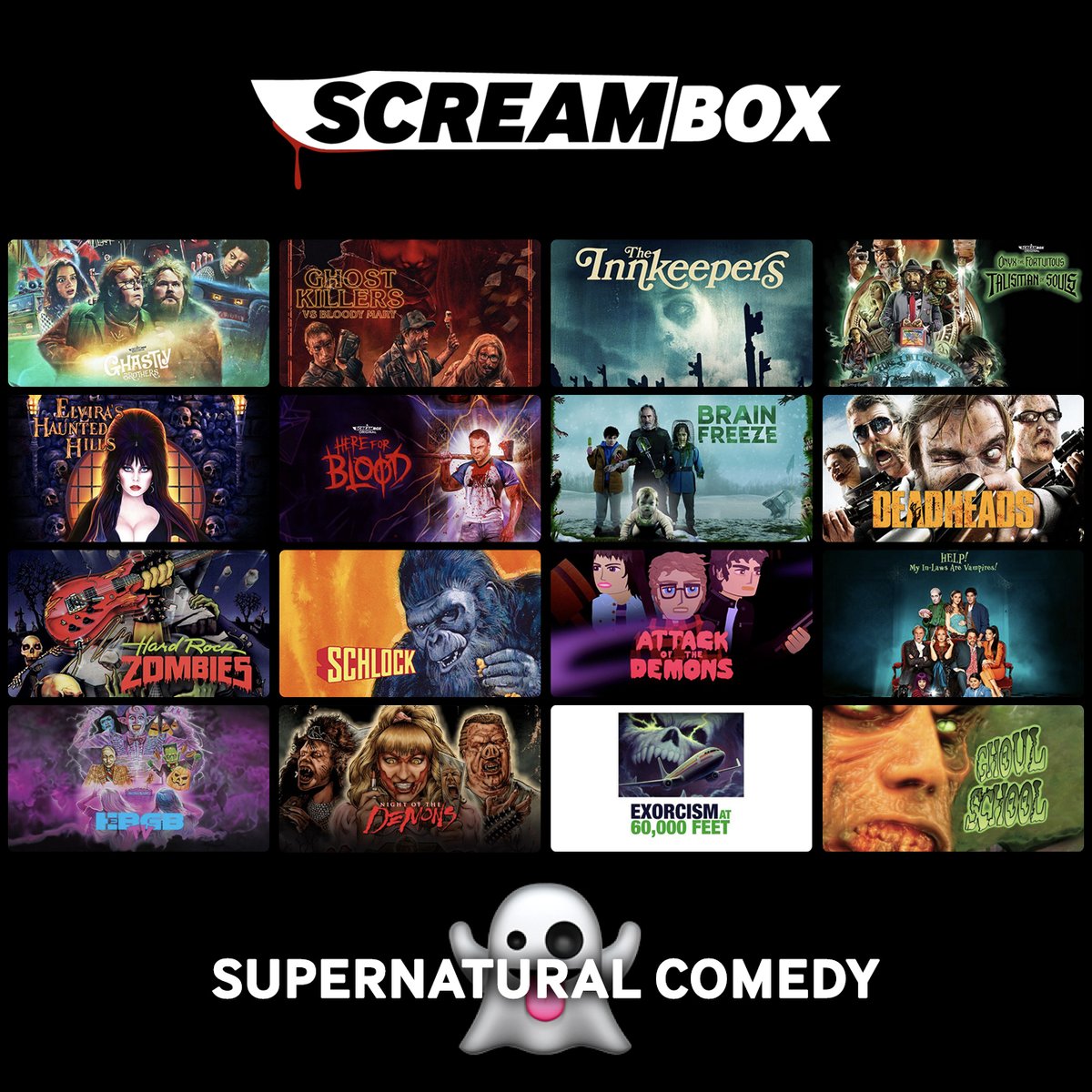 Can't wait for #Ghostbusters: Frozen Empire or #Beetlejuice 2? Bust into SCREAMBOX's Supernatural Comedy shelf for nonstop ghastly fun!