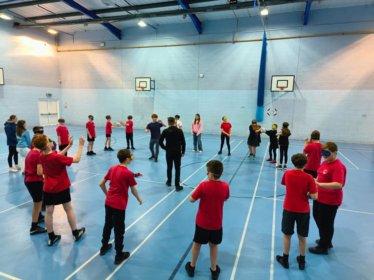 Project B1 blind football session, delivered by year 12 Sports Leaders to year 7 & 8 students #inclusion Thanks to Tony Larkin for the training @ClareMountSSC
