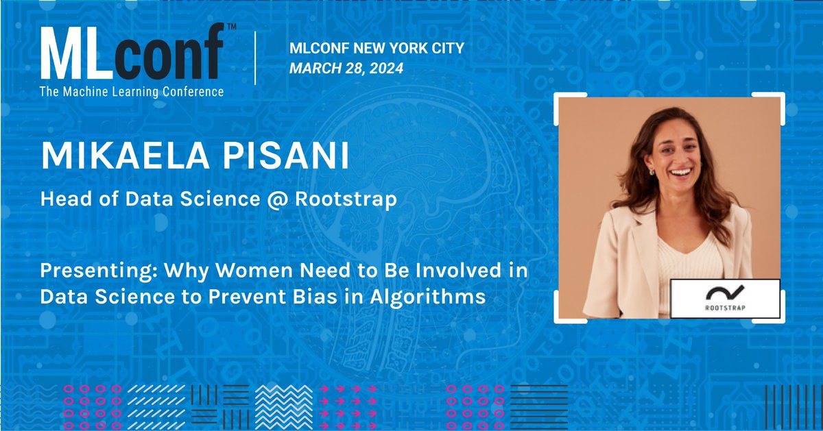 We have another great speaker and talk on our program for <a href="/MLconf/">MLconf</a> NYC as Mikaela Pisani, Head of Data Science <a href="/rootstrap/">Rootstrap</a> will present "Why Women Need to Be Involved in Data Science to Prevent Bias in Algorithms". Join us online or in-person: bit.ly/MLconf_NYC_2024