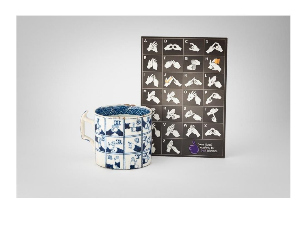 RAMMuseum's tweet image. This week is #SignLanguageWeek - a flagship awareness week for #BritishSignLanguage &amp;amp; #IrishSignLanguage, commemorating the UK gov acknowledging BSL as a language in March 2003.
This 200 yr old mug depicts the #BSL alphabet. It is transfer-printed, indicating it was mass-produced