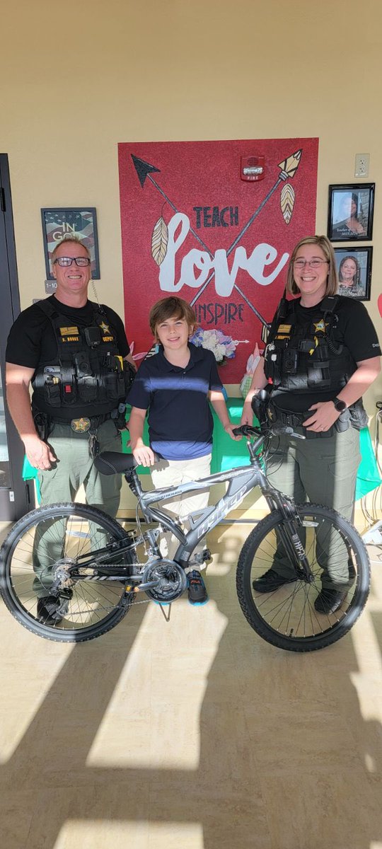 We love our partnership with the @IRCSheriff! Special thanks to Deputy Ogonoski & Deputy Burke for donating a bike to one of our students! Our deputies not only keep us safe - but they keep our tribe thriving! #vbevibe