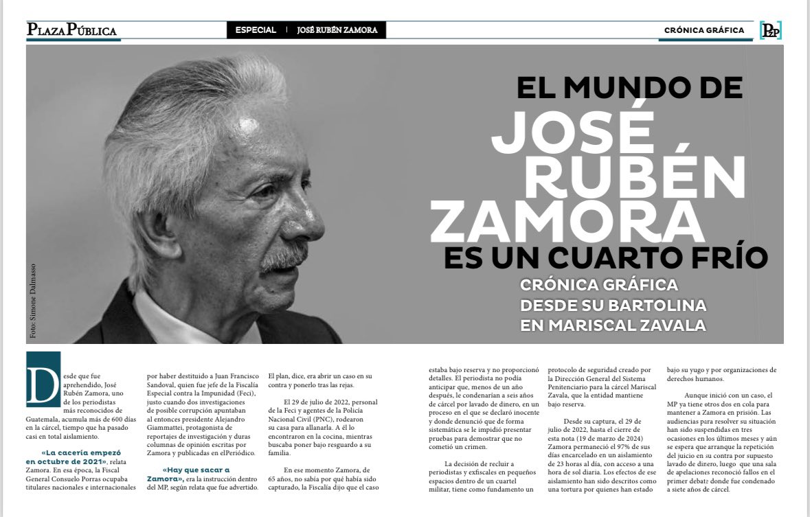 Mi papá, el periodista #JoseRubénZamora, lleva 600 días en prisión. A pesar de múltiples solicitudes conforme a la ley para revisar su prisión preventiva, el @OJGuatemala no responde, incumpliendo su deber de impartir justicia. plazapublica.com.gt/justicia/infor… @JodyReporta @PlazaPublicaGT