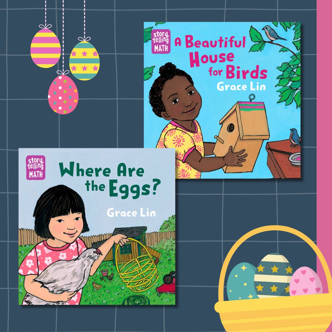 charlesbridge's tweet image. The perfect books for those #Easter baskets! 🐣 Dive into these playful stories that make learning math a blast! 
📚WHERE ARE THE EGGS? and A BEAUTIFUL HOUSE FOR BIRDS by Grace Lin. Available wherever books are sold ✨