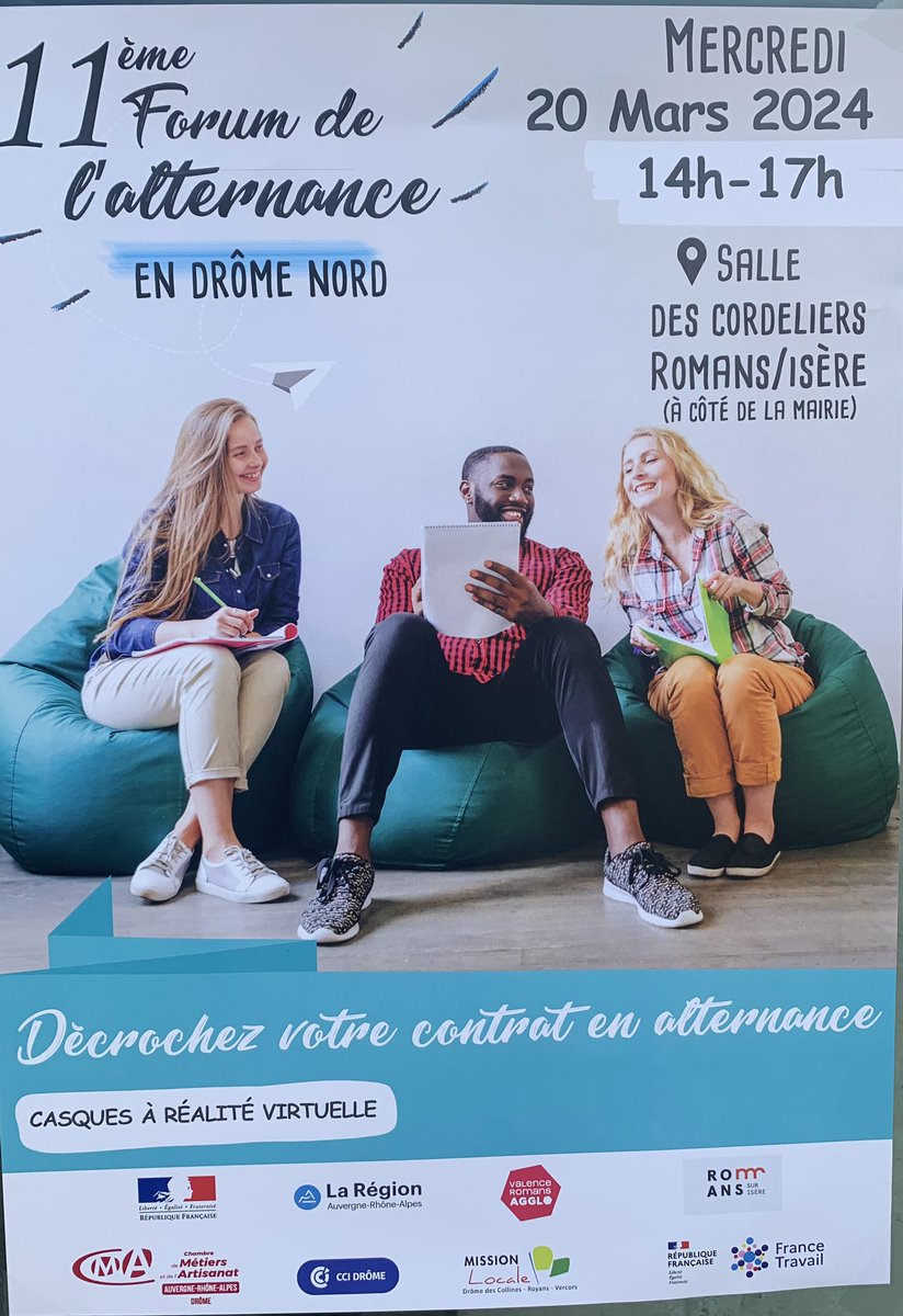 M.Duchamp (@duchampmichel1) on Twitter photo #AvecFranceTravail Romans et ses partenaires du réseau pour l emploi
▶️ coup d envoi du 11ème forum de l #alternance
Le public a répondu présent 👏
👉+100 postes à pourvoir dans tous les secteurs
<a href="/ccidrome/">CCI DROME</a> <a href="/CMA_26/">CMA Drôme</a> Mission locale
<a href="/VilleDeRomans/">villederomans</a> <a href="/ValenceRomans/">Valence Romans Agglo</a> 👍
#TousMobilises #AvecFranceTravail Romans et ses partenaires du réseau pour l emploi
▶️ coup d envoi du 11ème forum de l #alternance
Le public a répondu présent 👏
👉+100 postes à pourvoir dans tous les secteurs
<a href="/ccidrome/">CCI DROME</a> <a href="/CMA_26/">CMA Drôme</a> Mission locale
<a href="/VilleDeRomans/">villederomans</a> <a href="/ValenceRomans/">Valence Romans Agglo</a> 👍
#TousMobilises