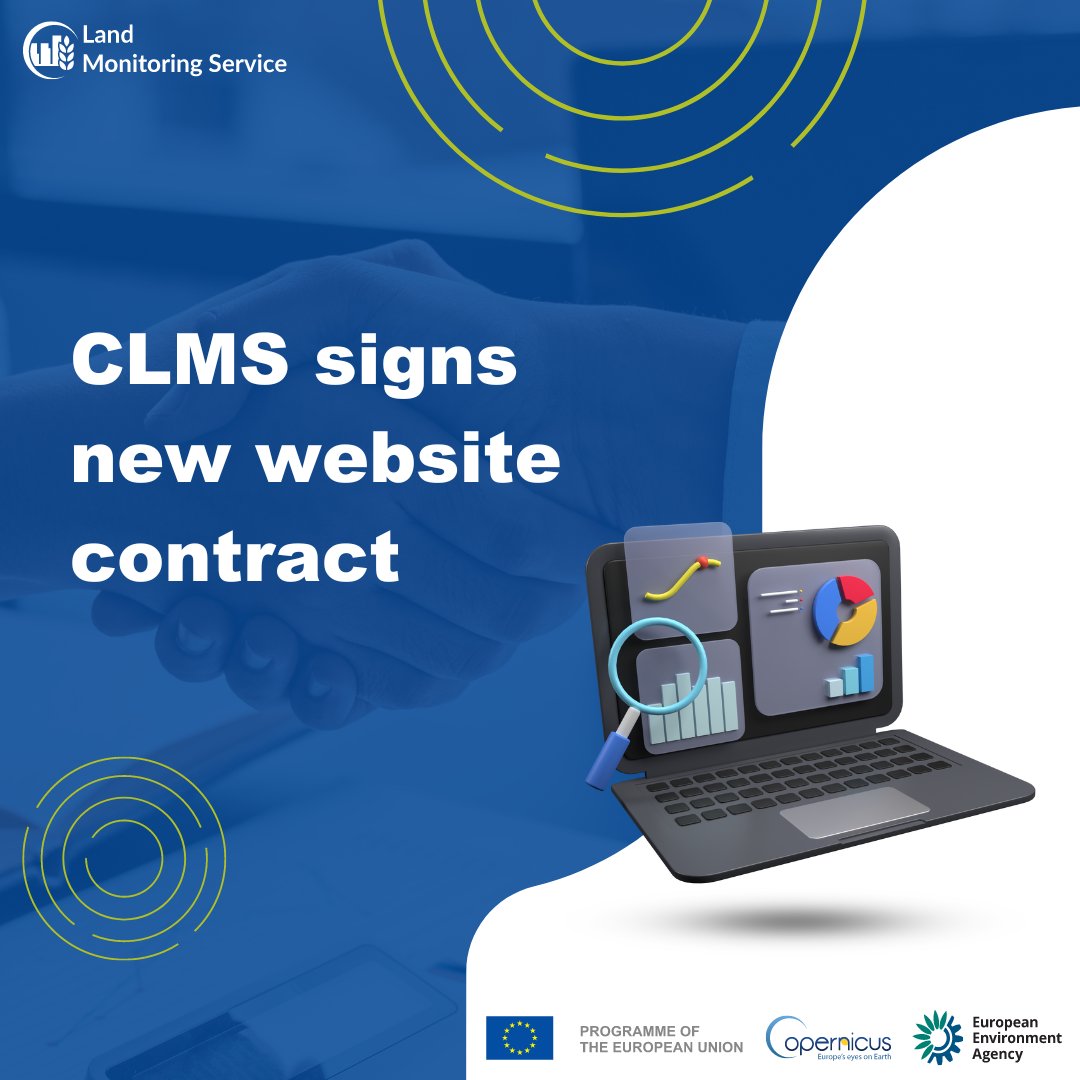 We have signed 📝 the new contract for continued technical maintenance & future evolution of the #CLMS website 💻 Through it, users can learn about the service, explore the product portfolio, download the data, read use cases, & much more! More info: land.copernicus.eu/en/news/clms-s…