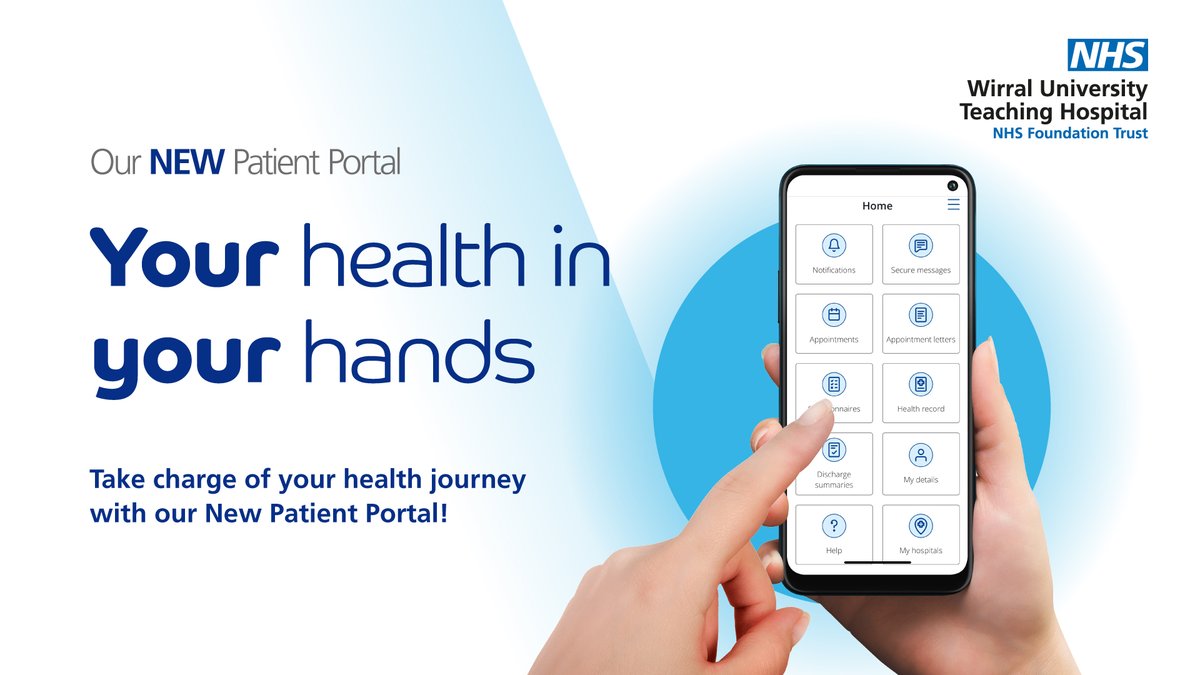 Welcoming the new Wirral University Teaching Hospital Digital Patient Portal. A new, convenient way to access your health information. Details on joining coming soon. #WUTH #Healthcare