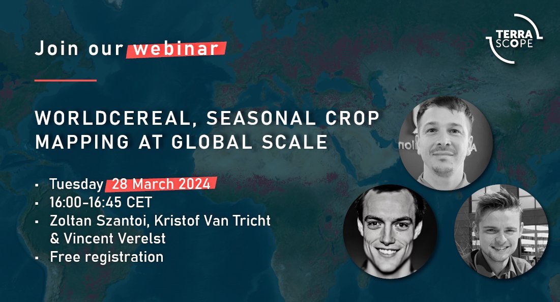 Next week we give the floor to the @ESA_WorldCereal team in our #Terrascope webinar 🌾🗺️🤩 Join us 28 March to learn more about #WorldCereal, the seasonal crop maps, how to access the data, next steps to improve the system and boost user uptake 💪 ✍️➡️vito.zoom.us/webinar/regist…