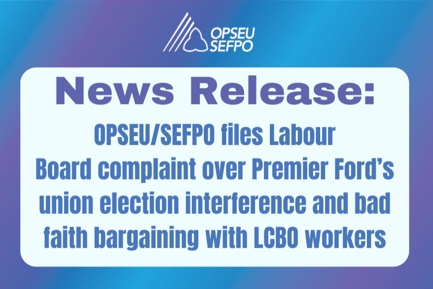 Premier Ford lied about the LCBO’s privatization agenda during bargaining and, as the employer of tens of thousands of our members, interfered in OPSEU/SEFPO’s upcoming union elections. That’s why we filed an Unfair Labour Practice complaint yesterday: bit.ly/4anq9Ai