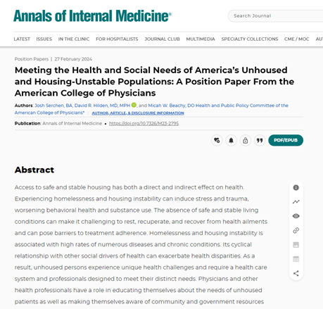 ICYMI - @ACPIMPhysicians new policy re: Meeting the Health and Social Needs of America’s Unhoused and Housing-Unstable Populations, published in @AnnalsofIM acpjournals.org/doi/10.7326/M2…