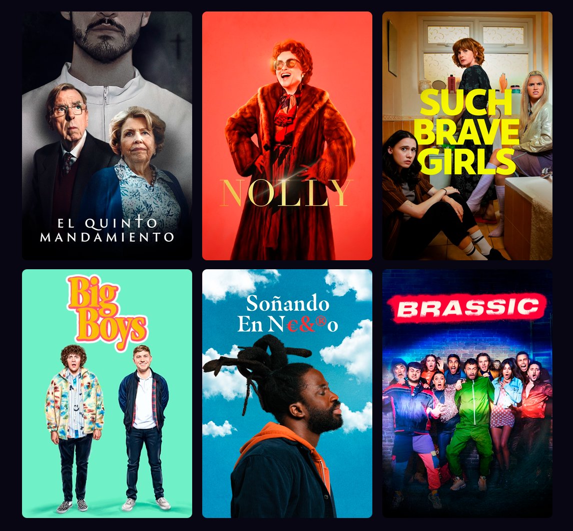 Filmin's tweet photo. Nuestras series arrasan en los #BAFTACraftAwards con 17 nominaciones ✨👏 

El Quinto Mandamiento - 6 nominaciones
Nolly - 3 nominaciones
Such Brave Girls - 3 nominaciones
Big Boys - 2 nominaciones
Soñando en negro - 2 nominaciones
Brassic - 1 nominación https://t.co/CAFnsSLzNE