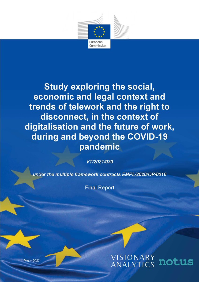 So pleased to see this @EU_Commission report out, which I worked on as an advisor, on #RightToDisconnect exploring the state of play on this legislation & its potential outcomes on a wide range of topics including gender, environment, surveillence etc ec.europa.eu/social/main.js…