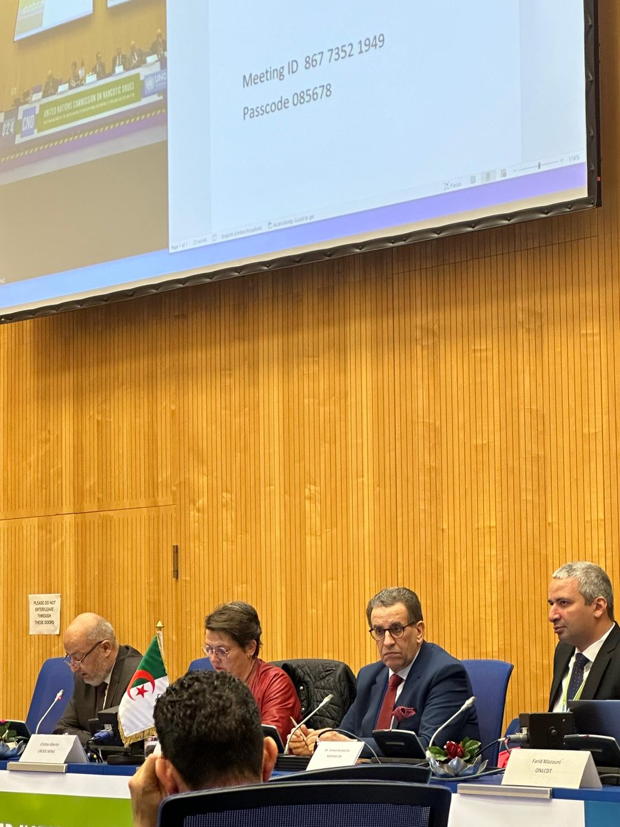 AmbAlger's tweet photo. The experience of 🇩🇿 in providing adequate care for detainees, particularly those struggling with drug abuse, was in the center of the discussion on the occasion of the #side_event organized today in #UNOV, by the Ministry of Justice
@Mjustice_gov_dz, on the margin of the #CND67 https://t.co/EaArTg1a46