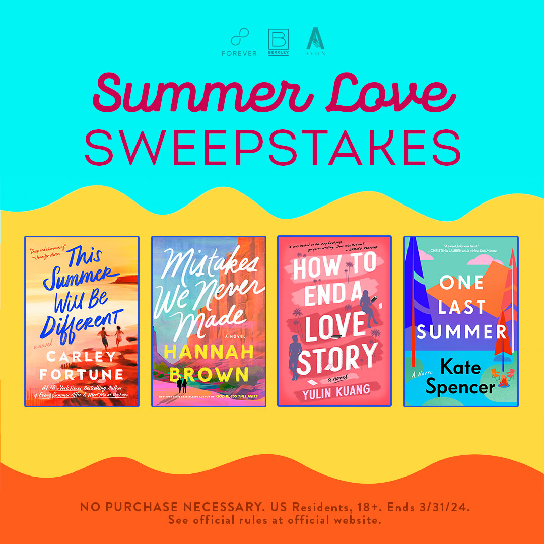 We've teamed up with @BerkleyRomance & @avonbooks for a summer sweepstakes! One Last Summer by Kate Spencer Mistakes We Never Made by Hannah Brown How to End a Love Story by Yulin Kuang This Summer Will Be Different by Carley Fortune Enter now: bit.ly/43qMLOe