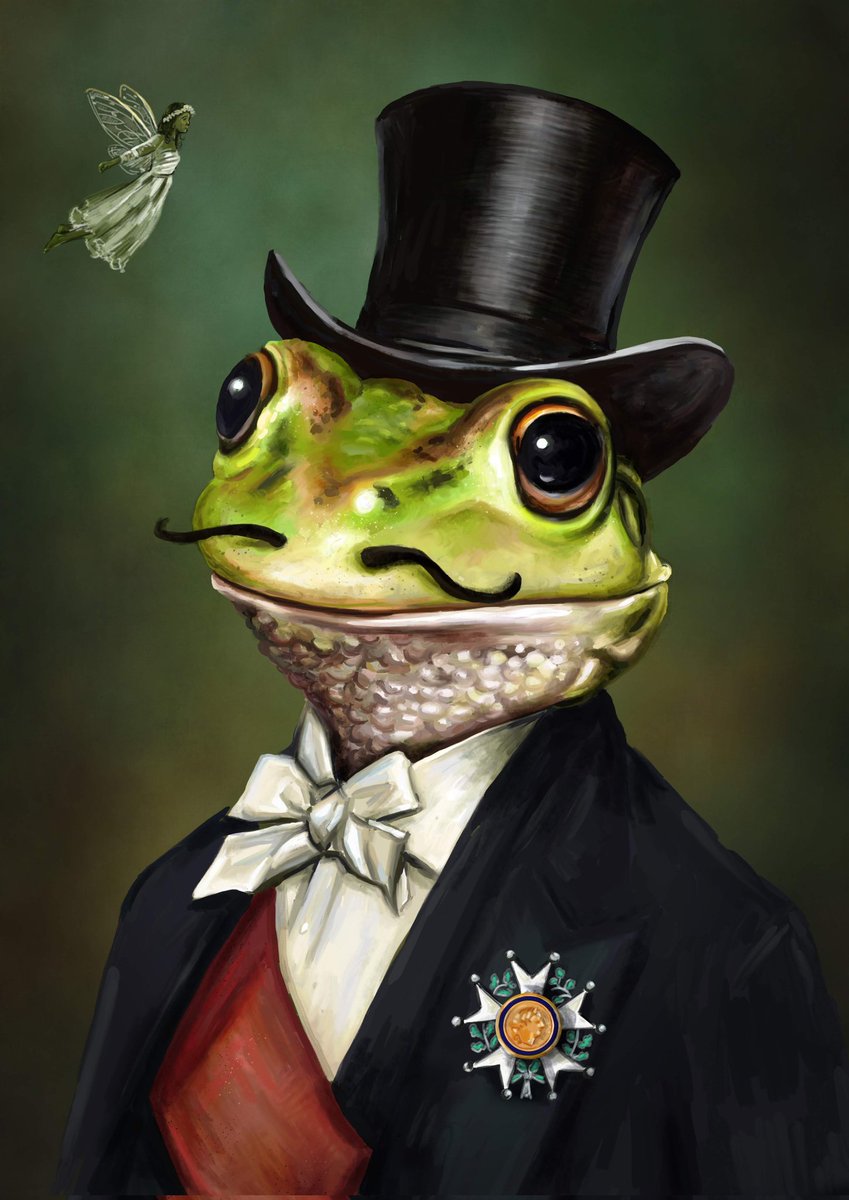 Happy #WorldFrogDay 🐸 Don't often get the chance to illustrate many frogs or animals so very much enjoyed painting this Absinthe sipping gent for @LyresSpiritCo a few years back.