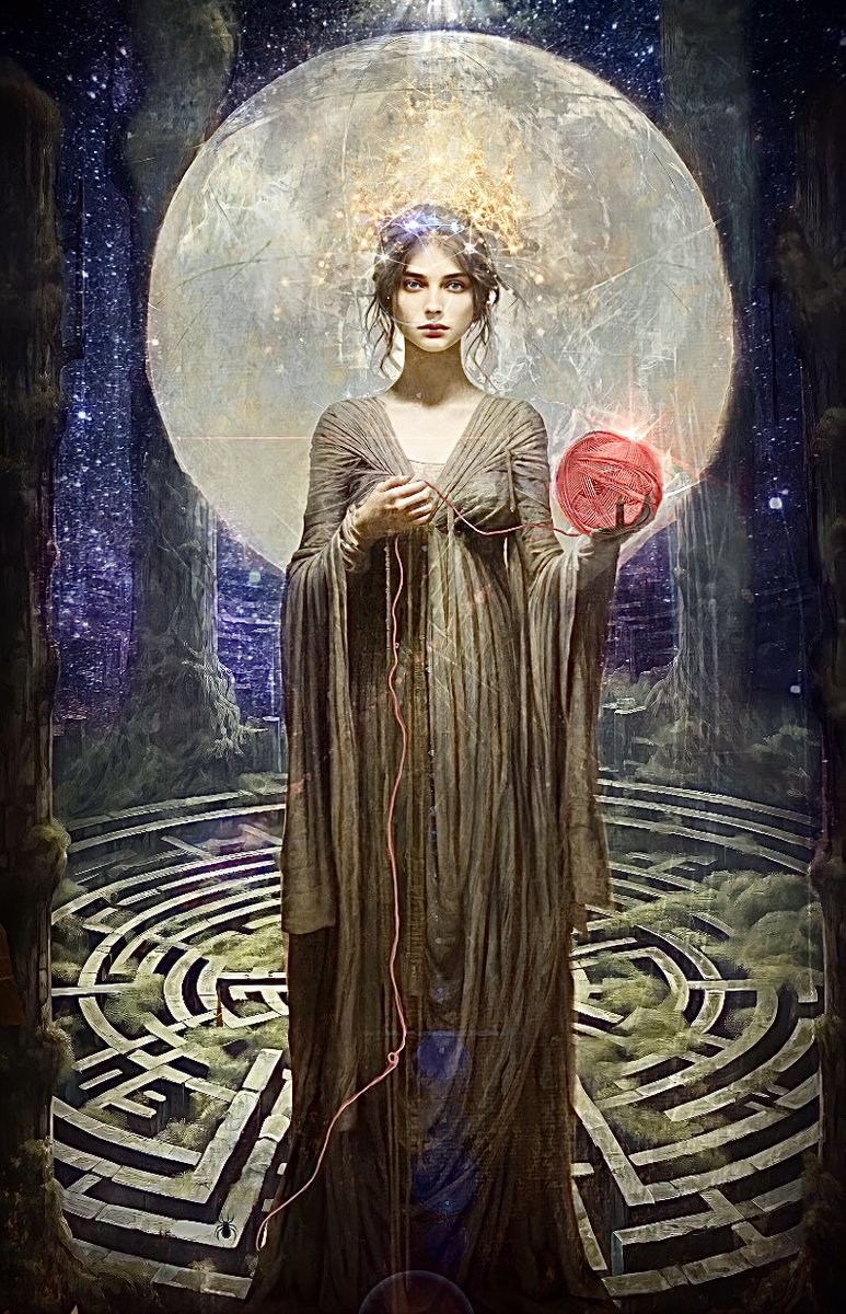 On Wednesday we wear gray. Goddess Ariadne art by Lisbeth Cheever-Gessaman. #coloroftheday #wednesdaythought  #Goddess #Ariadne #FindYourWay #WomensArt #WomensWisdom #WomensMagic