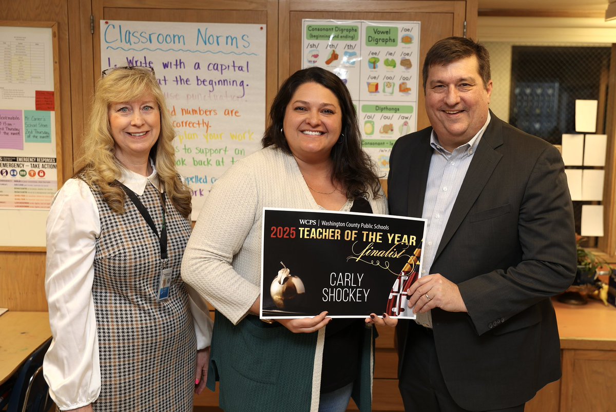 The next @wcpsmd Teacher of the Year finalist is Carly Shockey, a 2nd grade teacher at Emma K. Doub Elementary! She has been a WCPS educator for the last decade, and she has a passion for infusing the arts and computer science into her lessons.