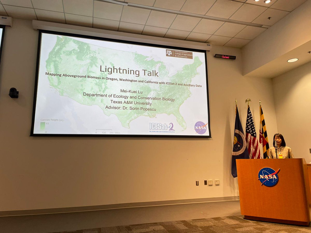 It's been an exciting week at the #ICESat-2 Science Team Meeting at NASA Goddard Space Flight Center (GSFC). Vegetation team members are presenting their work on ICESat-2 and vegetation. @Web_LiDAR @caiohamamura #SorinPopescu @longhornglam