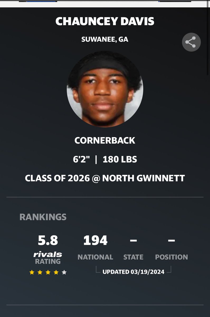 Blessed to earn a 4 star ranking from @Rivals! #AGTG